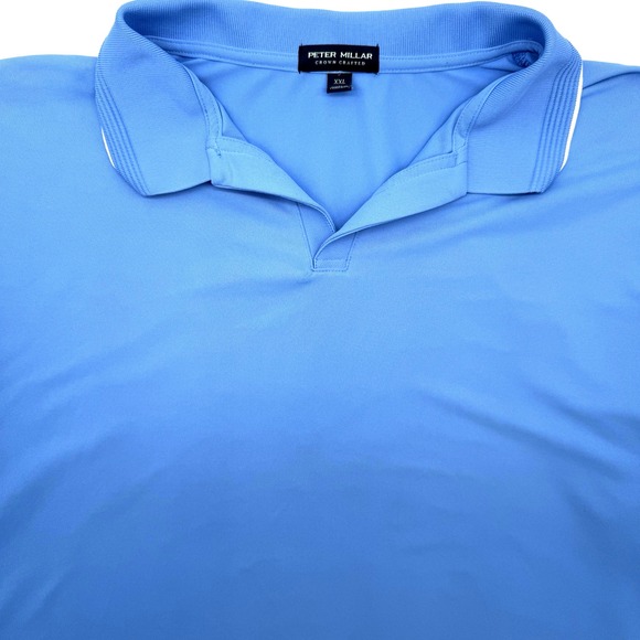 Peter Millar Crown Crafted Men's Short Sleeve XXL 2XL Solid Blue Golf Polo Shirt - Picture 1 of 6